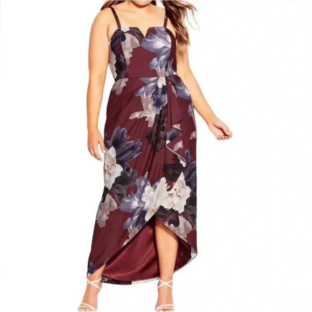 City Chic miss Bordeaux midi dress size XL/22 - Picture 4 of 14